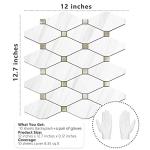 STICKGOO 10 Sheets Peel and Stick Dolomite Mosaic Tile, White Marble Look PVC Mixed Metal Gold Kitchen Backsplash for Fireplace, RV