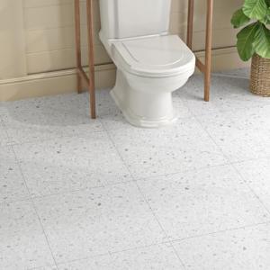 Livelynine Peel and Stick Floor Tile Waterproof Granite Look White Floor Tiles Sticky Vinyl Flooring Self Adhesive Laminate Stick on Tiles for Bathroom Basement Kitchen Renters Gray 4-Sheet 12x12