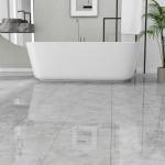 10-Pack Peel and Stick Floor Tiles Vinyl Floor 12 x 12 inch Self Adhesive Waterproof Glossy Flooring Planks DIY for Bathroom, Kitchen, Living Room, RV, Cover 10 Sq. Ft, Polish Light Grey Marble