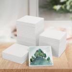 50 Pieces 3.54 Inch Square Sublimation Ceramic Coasters, Glazed Ceramic Tiles Coasters with Cork Backing Pads for DIY Crafts, Sublimation, White. by GNIEMCKIN