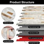 KASARO Peel and Stick Marble Tiles, Self-Adhesive Aluminum Wall Tile Stick on Bathroom, Fireplace, RV, Marble Beige with Vintage Golden Embellished Stripes, 10-Sheet