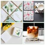YOUNTHYE 30PCS Sublimation Coasters Blanks Ceramic Square Heat Transfer Coasters with Cork Back 4x4 inch MDF Sublimation Coasters Blanks White Glazed Ceramic Tiles for Sublimation Thermal Transfer