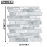 Yoillione Peel and Stick Backsplash Kitchen: 10-Sheet Back Splash Stick on Tile for Kitchen and Bathroom Subway Tile - 12"X12" Grey Self Adhesive Wall Tiles Marble
