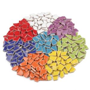 Artspac Ceramic Mosaic Tiles Bulk, 1 Pound Broken Mosaic Tiles for Crafts Supplies, Blue Small Mosaic Ceramic Tiles for DIY Outdoor Decoration