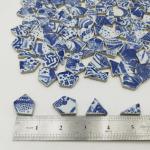 1.1lb Irregular Ceramic Porcelain Tiles for Crafts, Broken Blue and White China Plate Mosaic Tiles (Medium 2)
