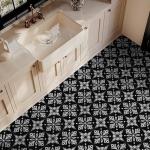 Dureidos Peel and Stick Floor Tiles: Black and White Waterproof Vinyl Flooring, 12"x12" Self-Adhesive Easy to Install Tile Sticker, 10PCS Covering 10 sq ft for Bathroom, Kitchen, Bedroom