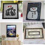 Wq Warmqing Mural Mosaic Tiles for Crafts Bulk, 200g White Mosaic Glass Pieces for Decor Mosaic Outdoor Side Table,Mosaic Kits Supplies(White)