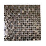 Tenedos Dark Emperador Marble & Brown Frosted Glass Square Mosaic Tile – Elegant Wall décor for Kitchen backsplashes and Bathroom Walls, Box of 10 Sheets