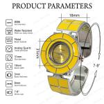 Blekon Collections Women's 31mm Case Colored Square Tile Design Cuff Bangle Watch (Yellow)