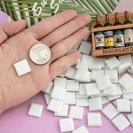 Wq Warmqing Mural Mosaic Tiles for Crafts Bulk, 200g White Mosaic Glass Pieces for Decor Mosaic Outdoor Side Table,Mosaic Kits Supplies(White)