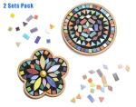 Lanyani 2 Sets of DIY Mosaic Craft Kits Mosaic Tiles Coaster Kit Make Your Own Mosaic Project Handmade Craft Set with Stained Glass Mosaic Tile Pieces for Decoration and Gift