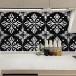 Dureidos Peel and Stick Floor Tiles: Black and White Waterproof Vinyl Flooring, 12"x12" Self-Adhesive Easy to Install Tile Sticker, 10PCS Covering 10 sq ft for Bathroom, Kitchen, Bedroom