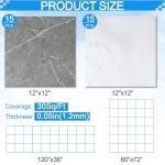 Tottist 30-Pack 12x12 Inch Peel and Stick Vinyl Floor Tiles, Self Adhesive Waterproof Flooring Planks for Kitchen, Dining Room,Bathroom,Vestibule, Cover 30 Sq. Ft(Grey/White Marble,15 Tiles Per Color)