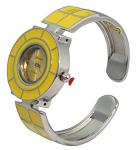 Blekon Collections Women's 31mm Case Colored Square Tile Design Cuff Bangle Watch (Yellow)