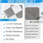 Tottist 30-Pack 12x12 Inch Peel and Stick Vinyl Floor Tiles, Self Adhesive Waterproof Flooring Planks for Kitchen, Dining Room,Bathroom,Vestibule, Cover 30 Sq. Ft(Grey/White Marble,15 Tiles Per Color)