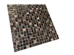 Tenedos Dark Emperador Marble & Brown Frosted Glass Square Mosaic Tile – Elegant Wall décor for Kitchen backsplashes and Bathroom Walls, Box of 10 Sheets