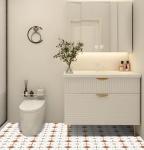 Peel and Stick Floor Tiles Vinyl Floor Tiles, Self-Adhesive Removable, Waterproof, DIY Flooring, for Kitchen Bathroom Living Room (20, Orange, 7.9x7.9)
