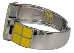 Blekon Collections Women's 31mm Case Colored Square Tile Design Cuff Bangle Watch (Yellow)