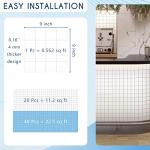 SUNWINGS 20-Sheet Peel and Stick Backsplash Tile for Kitchen, 9" x 9" Stone Plastic Composite Self Adhesive Square Marble Looks Mosaic Wall Tiles for Bathroom, White