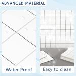 SUNWINGS 20-Sheet Peel and Stick Backsplash Tile for Kitchen, 9" x 9" Stone Plastic Composite Self Adhesive Square Marble Looks Mosaic Wall Tiles for Bathroom, White
