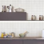 SUNWINGS 20-Sheet Peel and Stick Backsplash Tile for Kitchen, 9" x 9" Stone Plastic Composite Self Adhesive Square Marble Looks Mosaic Wall Tiles for Bathroom, White