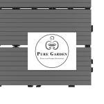 Interlocking Deck Tiles - 6-Pack Wood Plastic Composite Patio Tiles - Outdoor Flooring for Balcony, Porch, and Garage by Pure Garden (Dark Gray)