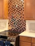 Hominter Rose Gold Metallic Mosaic Textured Glass Tile Shiny Metal Luxury Backsplash for Kitchen & Bathroom, Accent Wall Tiles (6 Square Feet)
