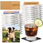 50 Pack Square Sublimation Blank Ceramic Coasters with Cork Backing, 4X4inch Unglazed Blank Ceramic Tiles Crafts Coasters Pads for Sublimation Transfer Heat Press Printing DIY Crafts