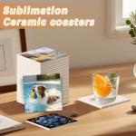 50 Pack Square Sublimation Blank Ceramic Coasters with Cork Backing, 4X4inch Unglazed Blank Ceramic Tiles Crafts Coasters Pads for Sublimation Transfer Heat Press Printing DIY Crafts