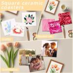 50 Pack Square Sublimation Blank Ceramic Coasters with Cork Backing, 4X4inch Unglazed Blank Ceramic Tiles Crafts Coasters Pads for Sublimation Transfer Heat Press Printing DIY Crafts