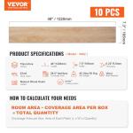 VEVOR Interlocking Vinyl Floor Tiles 48 x 7.3 inch, 10 Tiles 5.5mm Thick Snap Together, Natural Wood Grain Luxury Vinyl Flooring for Bedroom, Living Room, Bathroom (24.5 Sq.Ft/Box)