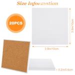 YOUNTHYE 20PCS Sublimation Coasters Blanks Ceramic Square Heat Transfer Coasters with Cork Back 4x4 inch MDF Sublimation Coasters Blanks White Glazed Ceramic Tiles for Sublimation Thermal Transfer