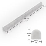 10-Pack Carrara White Marble Pencil Liner Tile Trim, 3/4''x12 Honed Natural Stone Bullnose Tile Edge Trim Molding for Kitchen Bathroom Shower Backsplash Wall