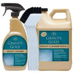 Granite Gold Grout Cleaner Spray with Brush for Stone, Ceramic, Glass & Colored Grout, 64 Fluid Ounces + 24 Fluid Ounces + 4 brushes