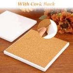 YOUNTHYE 20PCS Sublimation Coasters Blanks Ceramic Square Heat Transfer Coasters with Cork Back 4x4 inch MDF Sublimation Coasters Blanks White Glazed Ceramic Tiles for Sublimation Thermal Transfer