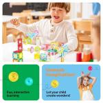 PicassoTiles 100pc Magnetic Marble Run Travel Size Tile Blocks Construction Kids Toy Set On The Go Mini Magnet Tiles Marbles Playset for Race Track Building Block STEM Learning Kit Boy Girl 3+ PTMG100