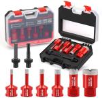 DAYDOOR Diamond Hole Saw Kit, 8-Piece Tile Hole Saw Kit 6/8/10/13/20/35mm, Vacuum Brazed Core Drill Bits for Porcelain Tile, Granite, Marble, Stone