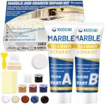 Marble and Granite Repair Kit (Color Match), 160g/5.64oz Quartz Countertop Repair Kit for Chips Holes Dents Defects Scratches Cracks, DIY Fix Reattaches Porcelain Tile Sink Stone Other Hard Surfaces