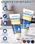 Marble and Granite Repair Kit (Color Match), 160g/5.64oz Quartz Countertop Repair Kit for Chips Holes Dents Defects Scratches Cracks, DIY Fix Reattaches Porcelain Tile Sink Stone Other Hard Surfaces