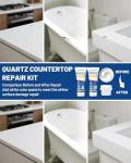Marble and Granite Repair Kit (Color Match), 160g/5.64oz Quartz Countertop Repair Kit for Chips Holes Dents Defects Scratches Cracks, DIY Fix Reattaches Porcelain Tile Sink Stone Other Hard Surfaces