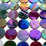 KALUCION 4/5" Magic Iridescent Round Circle Glass Mosaic Tiles for Crafts 125 Pieces, Stained Glass Supplies Mosaic Kit for Adults