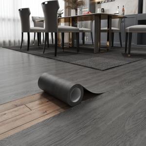 ZRJT Peel and Stick Floor Tile 11.8” x 118” Vinyl Flooring Roll Cover 9.6 Sq.Ft. Waterproof Scratch-Resistant DIY Self-Adhesive PVC Wood Flooring for Renter, Kitchen, Bathroom, RV, Grey