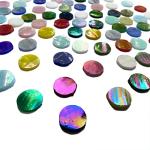 KALUCION 4/5" Magic Iridescent Round Circle Glass Mosaic Tiles for Crafts 125 Pieces, Stained Glass Supplies Mosaic Kit for Adults