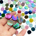 KALUCION 4/5" Magic Iridescent Round Circle Glass Mosaic Tiles for Crafts 125 Pieces, Stained Glass Supplies Mosaic Kit for Adults