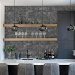 Vamos Tile 100 Pieces Peel and Stick Backsplash Tiles, 3" x 6" PVC Subway Tile, Black Slate Stick on Backsplash Tiles for Kitchen/Bathroom/Fireplace/Laundry/Camper