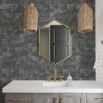 Vamos Tile 100 Pieces Peel and Stick Backsplash Tiles, 3" x 6" PVC Subway Tile, Black Slate Stick on Backsplash Tiles for Kitchen/Bathroom/Fireplace/Laundry/Camper
