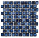 Tenedos Calacatta Blue Porcelain 1x1 Square Brick Mosaic Floor Wall Tile (Exact Size 1-1/8" X 1-1/8") Backsplash for Kitchen, Bathroom Shower, Accent Decor, Pool Tiles (1 Sheet)