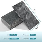 Vamos Tile 100 Pieces Peel and Stick Backsplash Tiles, 3" x 6" PVC Subway Tile, Black Slate Stick on Backsplash Tiles for Kitchen/Bathroom/Fireplace/Laundry/Camper