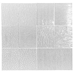Unicoshape 12 Sheets Stained Glass Pack, 6" X 4" Cathedral Art Mosaic Glass Tiles, Mixed Clear