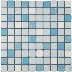Tenedos TPLD-BL-TXRD Retro Celeste Blue White Porcelain 1x1 Floor Wall Pool Mosaic Tile Backsplash Glossy Textured Rounded for Kitchen, Bathroom Shower, Accent Decor, Fireplace (10)